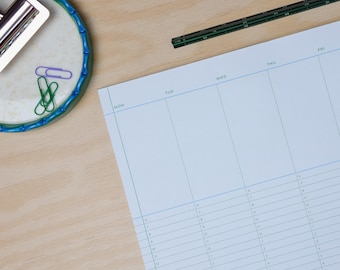 Weekly Planner Notepad with Hourly Schedule | Undated Tear-Off Desk Pad | A4