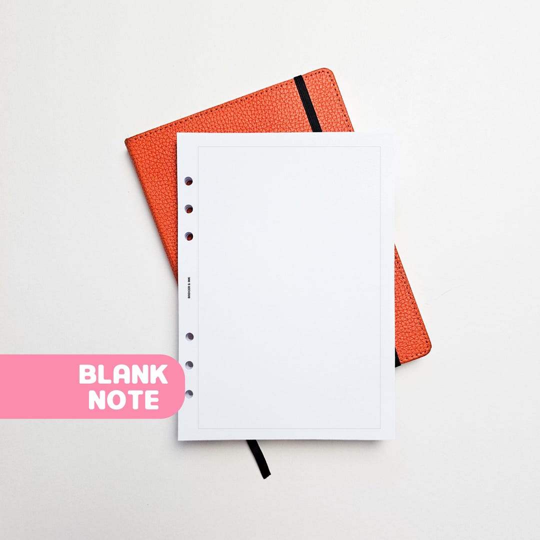 PRINTED A5 Blank Note Planner Inserts | Note Refill Paper, Blank ...