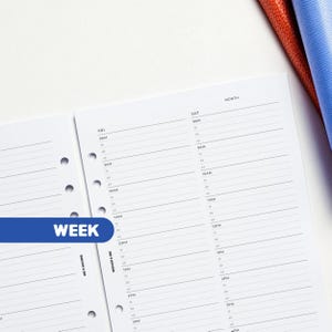 Weekly A5 Planner Inserts | Filofax 6 Ring Binder | Undated Week on Four Pages