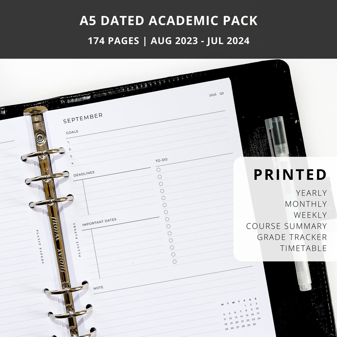 PRINTED A5 Academic Planner Pack University College Student Planner