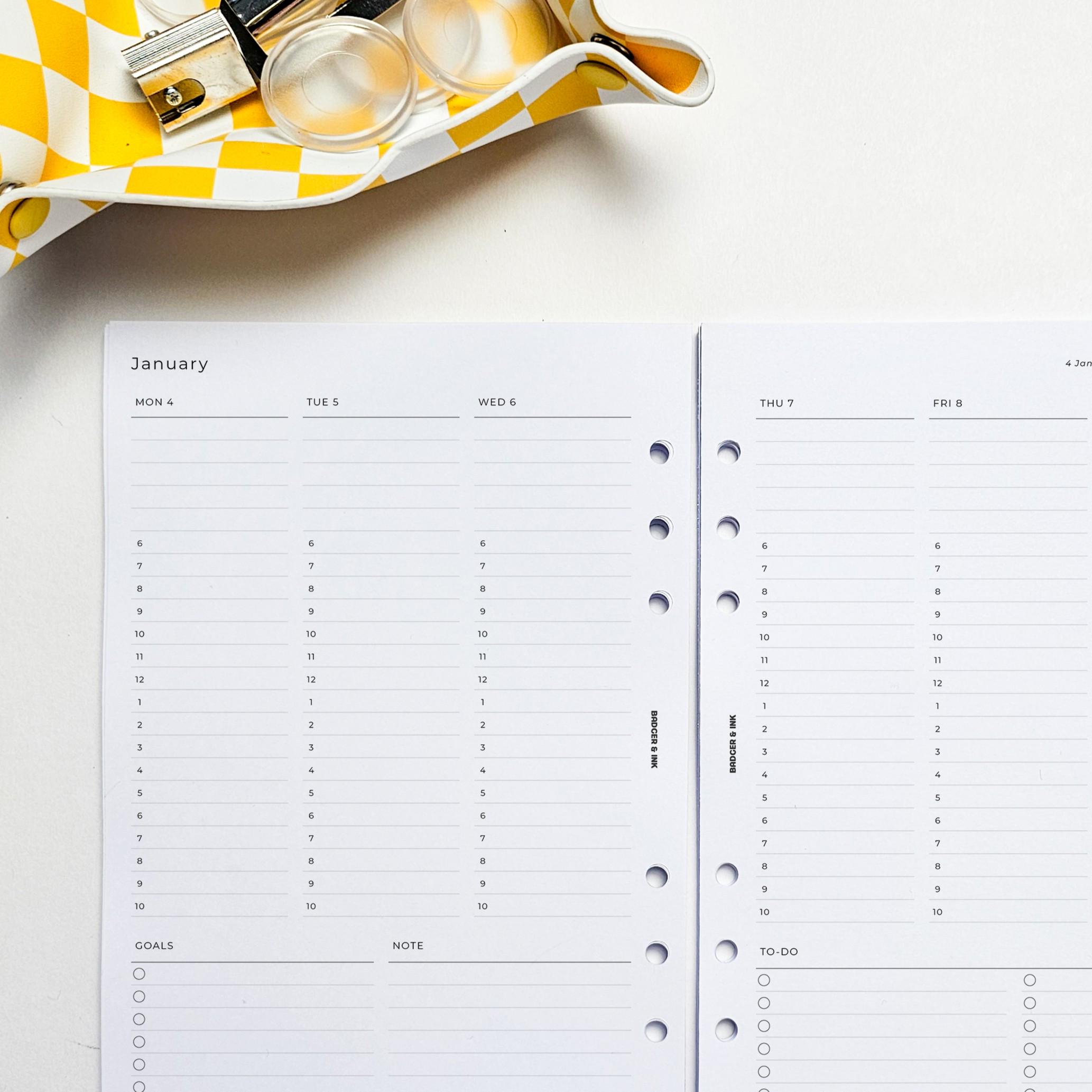 Weekly A5 Planner Inserts | Filofax 6 Ring Binder | Dated 2026 Diary ...