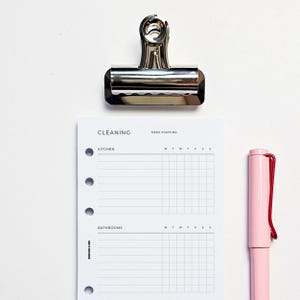 PRINTED Personal Cleaning Planner Inserts | Cleaning Tracker | 6 Ring Organiser | Chore Chart | Cleaning Template
