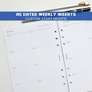 Weekly A5 Planner Inserts | Filofax 6 Ring Binder | Dated 2026 Diary | Week on One Page