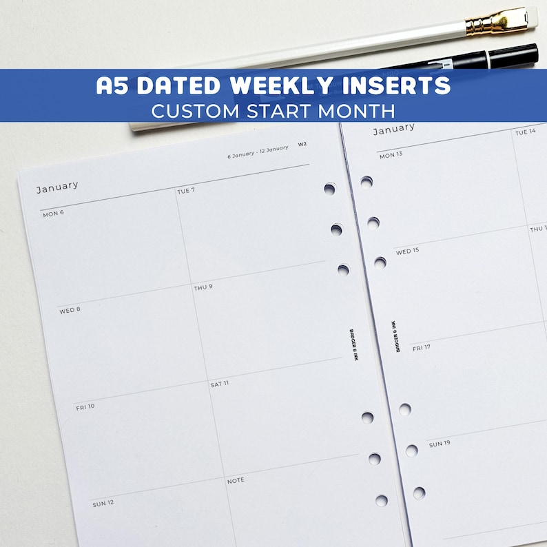 Weekly A5 Planner Inserts | Filofax 6 Ring Binder | Dated 2026 Diary ...
