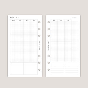 PRINTED Monthly Inserts Personal Grid Double Page Spread 6 Ring Planner image 5