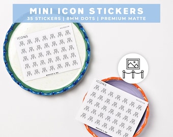 Stickers pour agenda de musée | Sorties, culture et voyages, feuille d'autocollants mini icônes