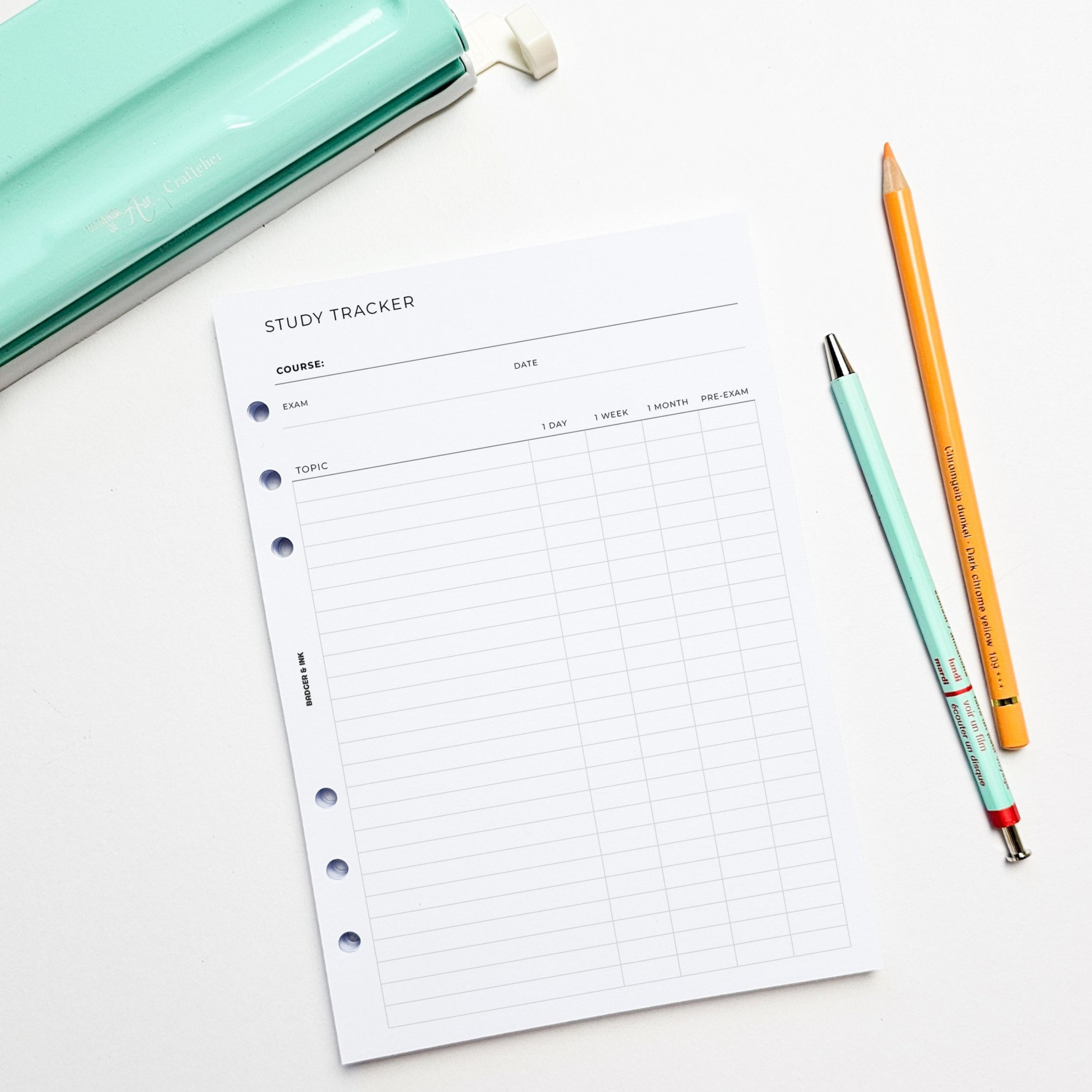 Study Log A5 Planner Inserts | Filofax 6 Ring Binder | Academic Student ...