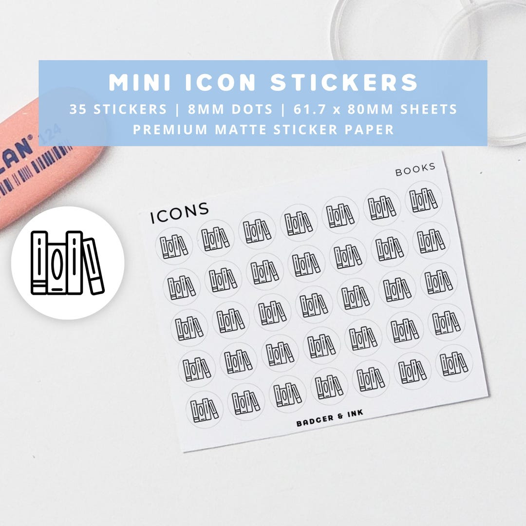Mini Book Icon Stickers | Reading, Study, Academic, Books, Library ...