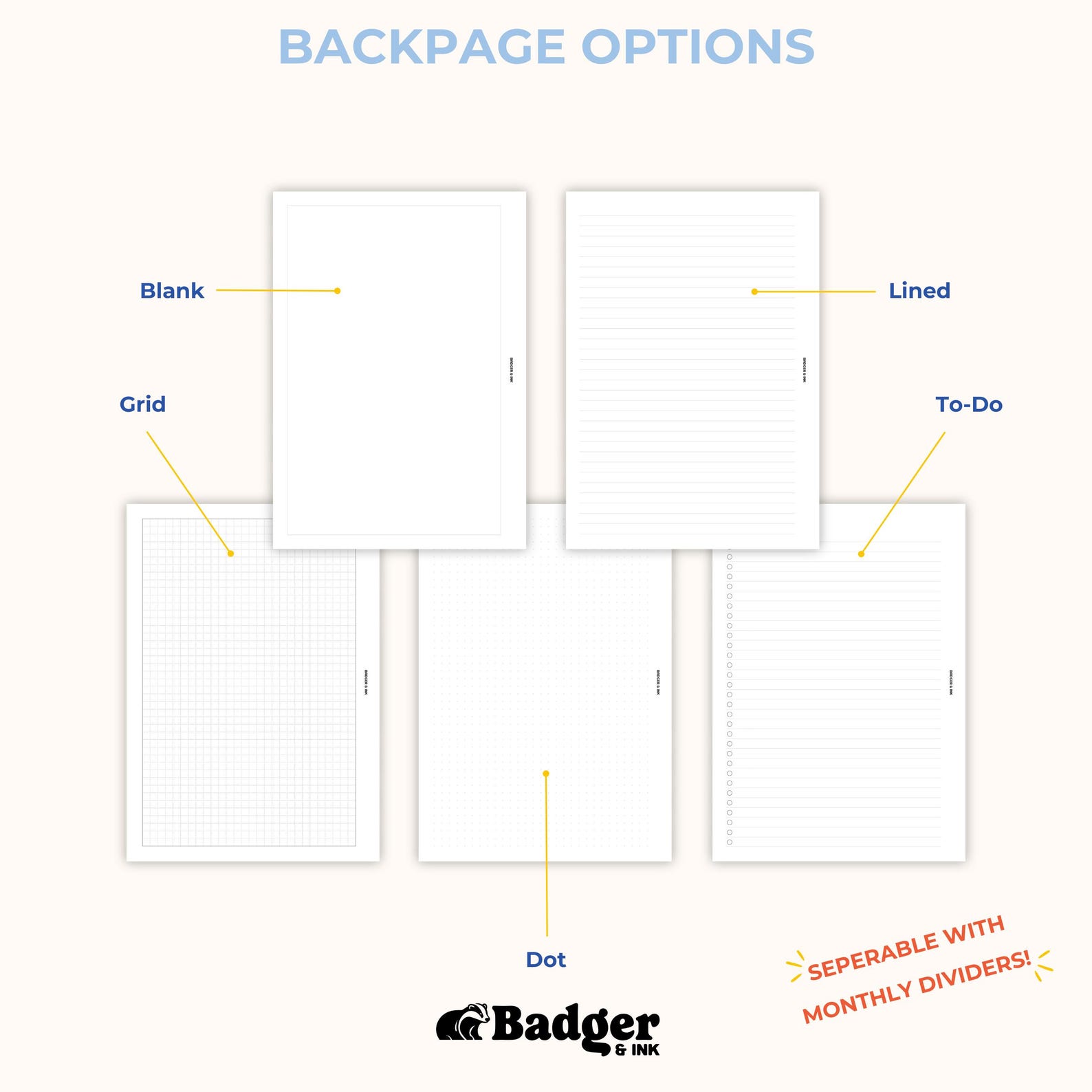 Monthly A5 Planner Inserts | Filofax 6 Ring Binder | Undated Month on ...