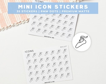 Ballet Planner Stickers | Dance Practice, Class, Performance Mini Icon Sticker Sheet