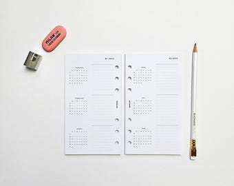 Insertos para agenda anual / Carpeta Filofax personal de 6 anillas / Planificación trimestral 2027