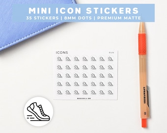 Run Planner Stickers | Running, Jogging, Workout, Cardio, Fitness Goals Mini Icon Sticker Sheet