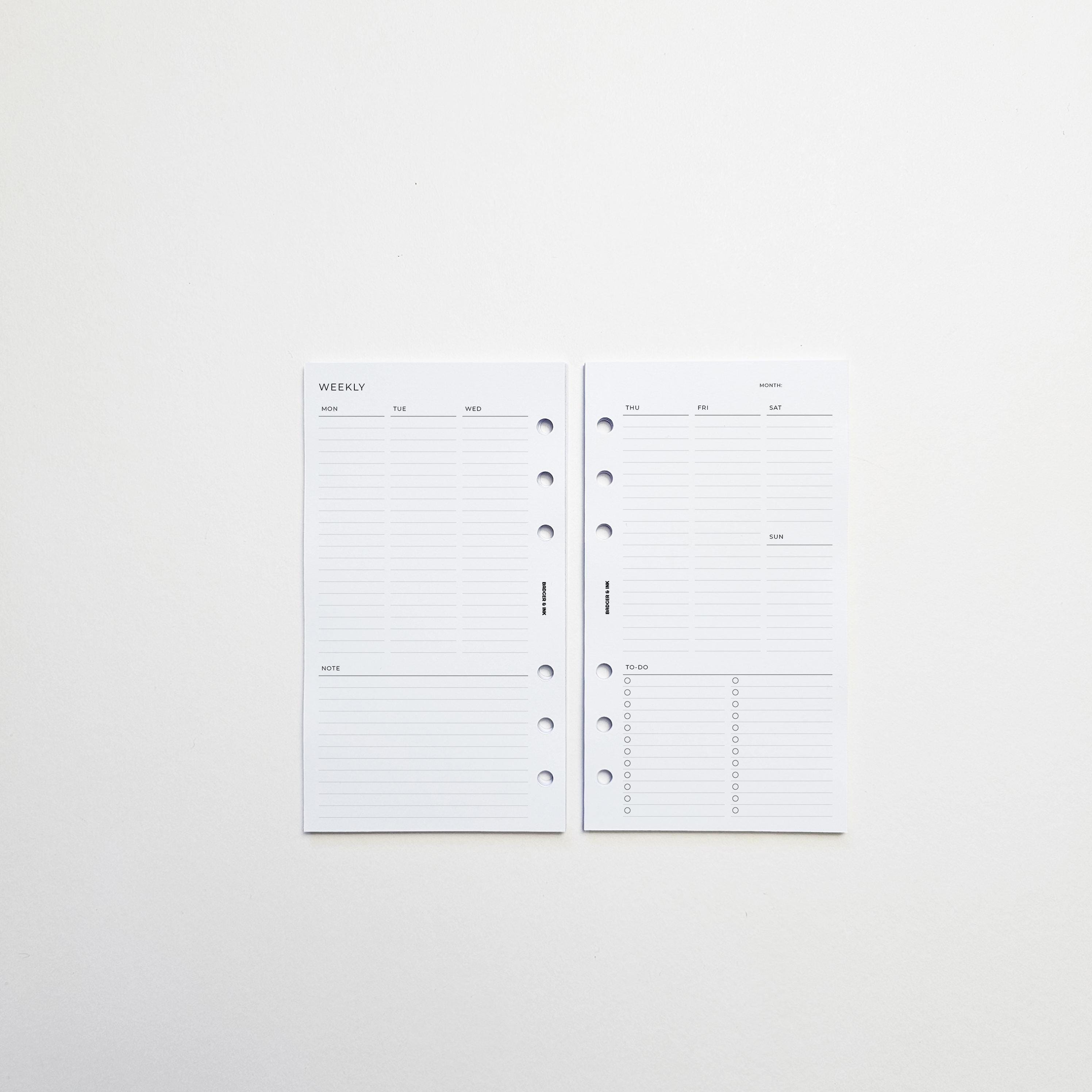 Weekly Planner Inserts | Personal Filofax 6 Ring Binder | Undated Week ...