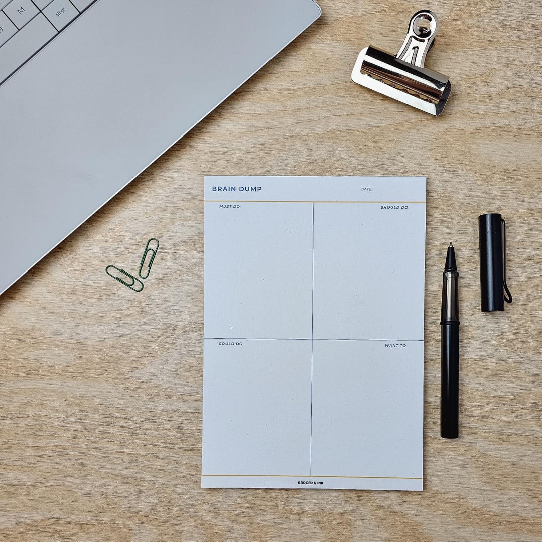 A5 Brain Dump Desk Notepad | Yellow and Purple | Tear-off Deskpad | Eco ...