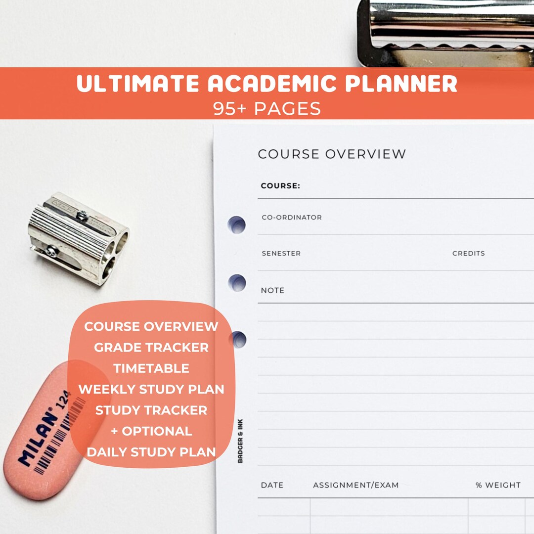Academic Planner A5 Inserts | Filofax 6 Ring Binder | Student Study ...