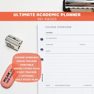 Academic Planner A5 Inserts | Filofax 6 Ring Binder | Student Study Plan