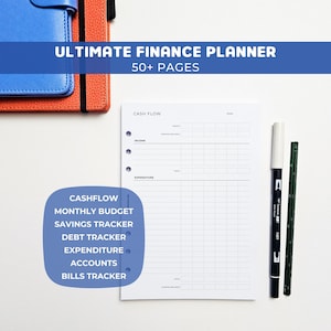Finance Planner A5 Inserts | Filofax 6 Ring Binder | Monthly Budget, Savings Goals image 1
