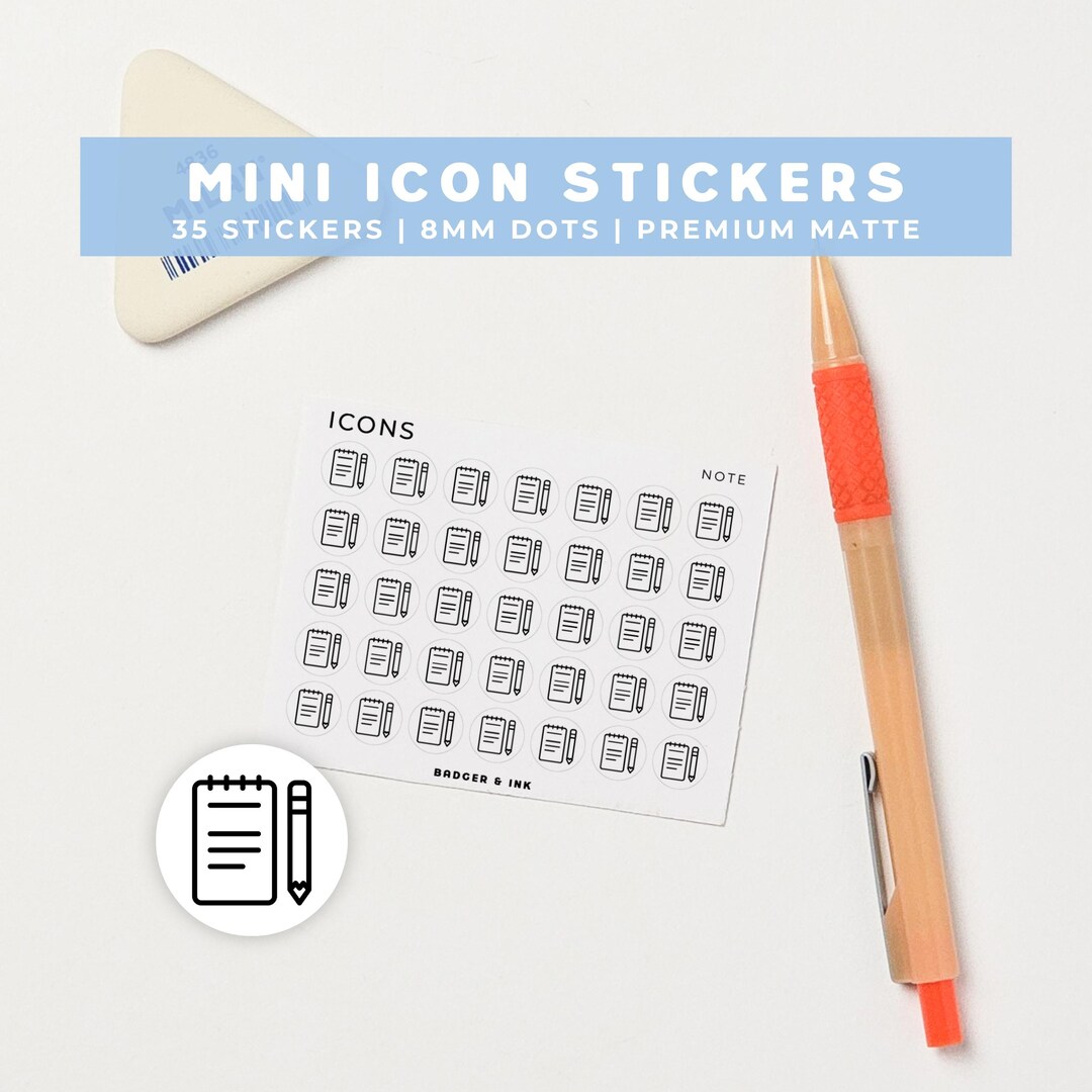 Note Planner Stickers | Reminder, Memo, Message Mini Icon Sticker Sheet ...