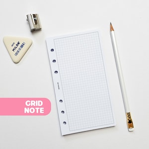 PRINTED Personal Grid Note Planner Inserts | 6 Ring Organiser | Minimalist Agenda Refill | Notebook