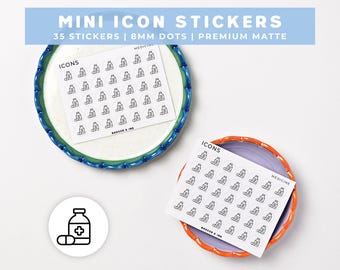 Medicine Planner Stickers | Prescription Reminder, Pills, Dosage Mini Icon Sticker Sheet