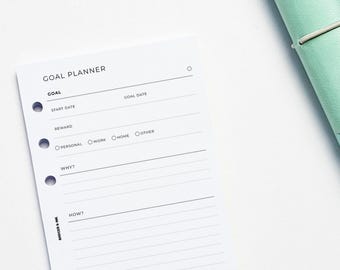 PRINTED Personal Goal Setting Planner Inserts | 6 Ring Organiser
