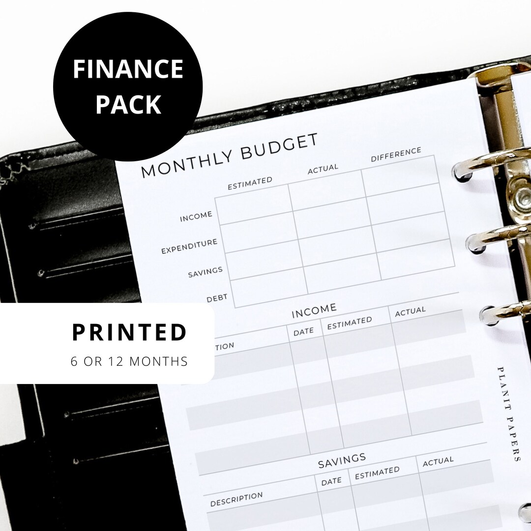 PRINTED Personal Finance Inserts 6 or 12 Months 6 Ring Planner - Etsy