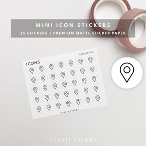 ICON STICKERS Location | Functional Matte Planner Stickers | Mini Icon Stickers | Journal Accessories | A5 6 Ring Planner