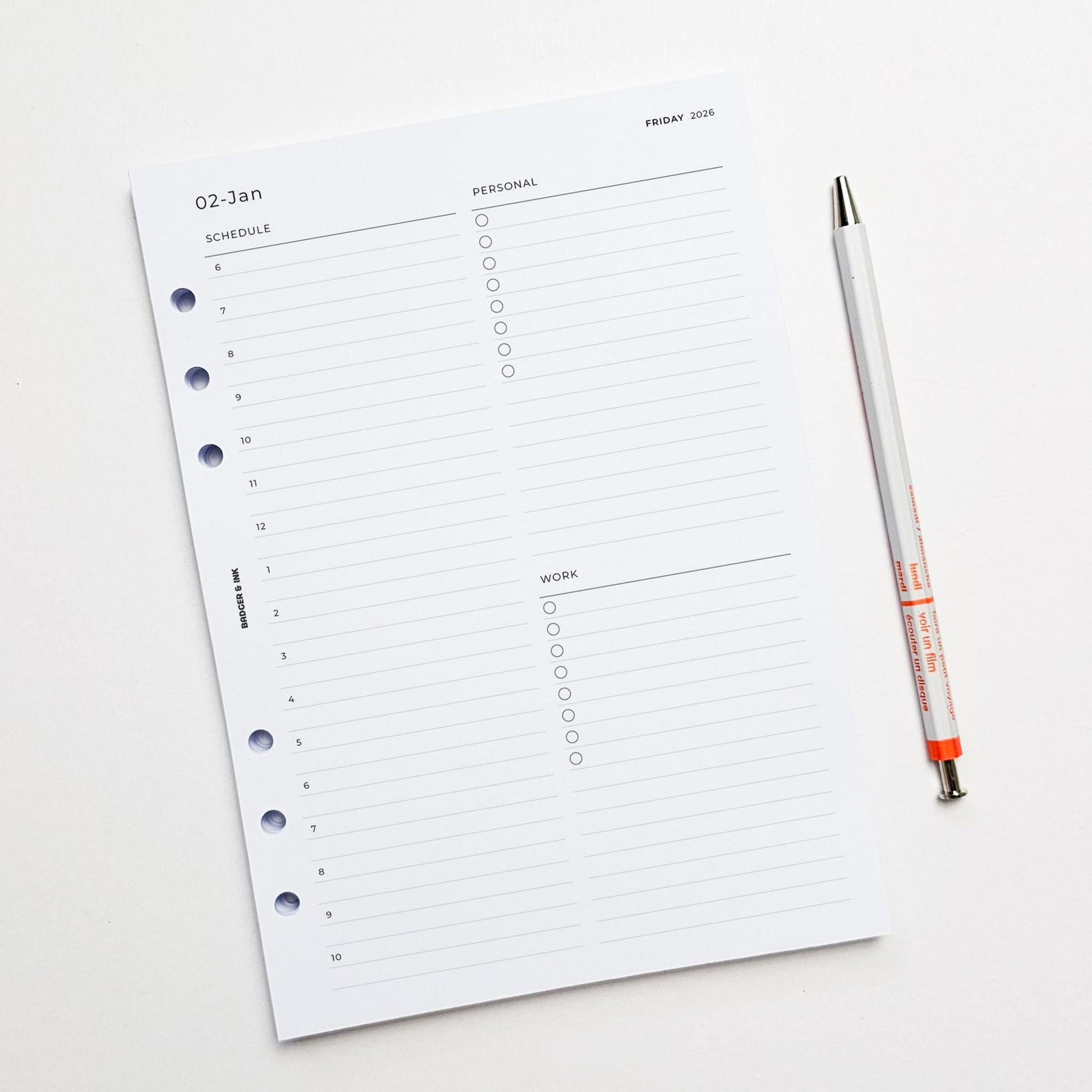 Daily A5 Planner Inserts | Filofax 6 Ring Binder | Dated 2026 Diary - Etsy