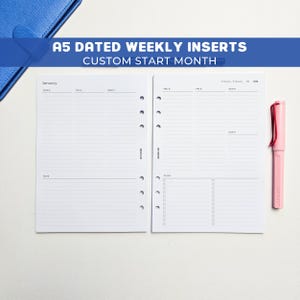 Weekly A5 Planner Inserts | Filofax 6 Ring Binder | Dated 2026 Diary | Week on Two Pages