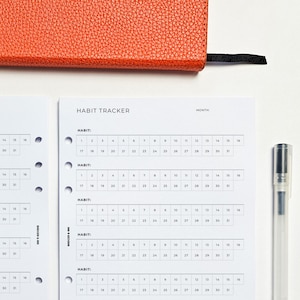 PRINTED A5 Habit Tracker Inserts | Goal Tracker | 6 Ring Organiser | Monthly Habits | Productivity Planner | Self Care | Single Page Spread