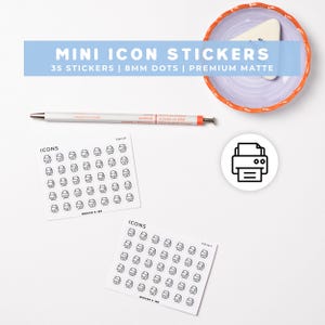 Printer Planner Stickers | Print Reminder, Office Work, Ink Order Mini Icon Sticker Sheet