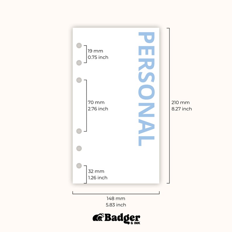 PRINTED Personal Monthly Planner Inserts Separable 6 Ring Binder