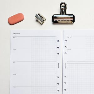 Feuillets d'agenda hebdomadaires A5 | Reliure à 6 anneaux Filofax | Une semaine sur deux pages image 2