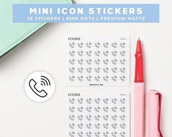 Pegatinas para planificar llamadas telefónicas / Hoja de pegatinas con mini iconos para recordatorios de citas telefónicas