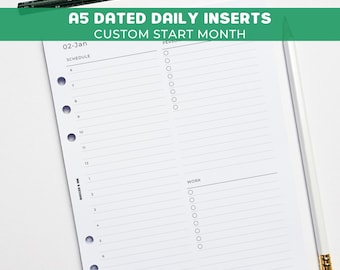 Daily A5 Planner Inserts | Filofax 6 Ring Binder | Dated 2026 Diary