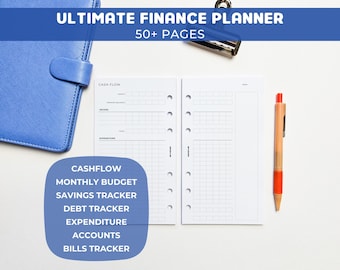 Encarts pour planificateur financier | Classeur personnel à 6 anneaux Filofax | Budget mensuel, objectifs d'économies