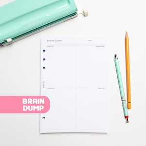 Brain Dump A5 Planner Inserts | Filofax 6 Ring Binder | Task Tracker