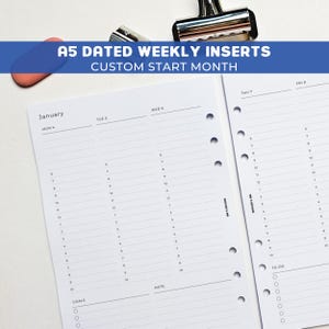 Weekly A5 Planner Inserts | Filofax 6 Ring Binder | Dated 2026 Diary | Week on Two Pages