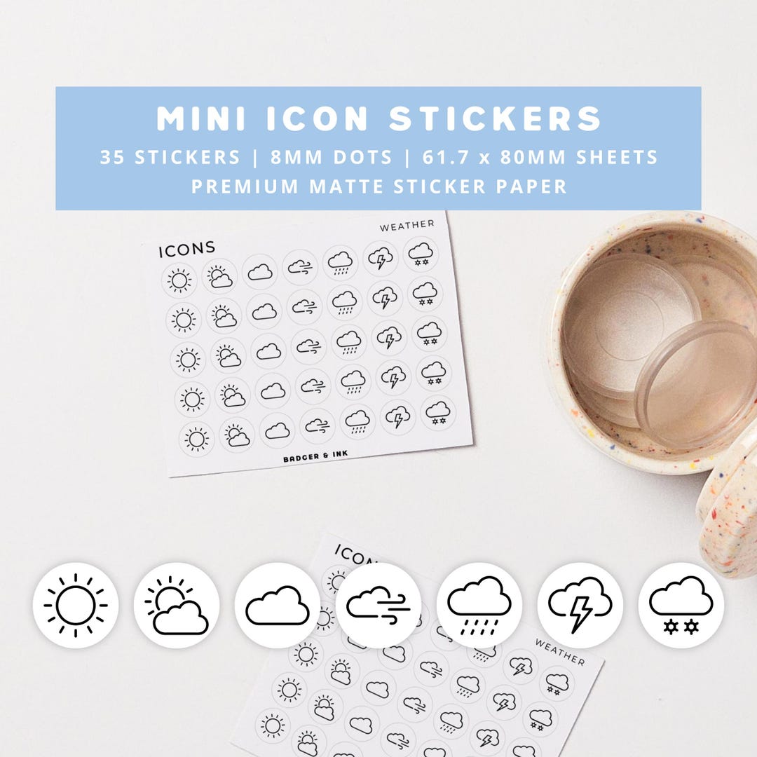 Mini Weather Icon Stickers | Weather Forecast, Rain, Sun, Tracker ...