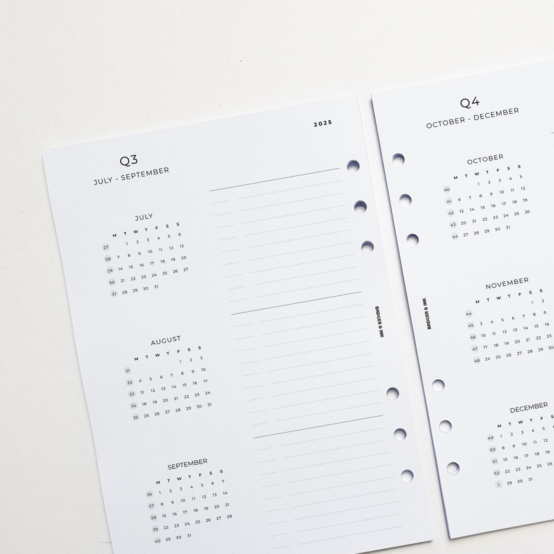 Yearly Calendar A5 Planner Inserts | Filofax 6 Ring Binder | 2027 ...