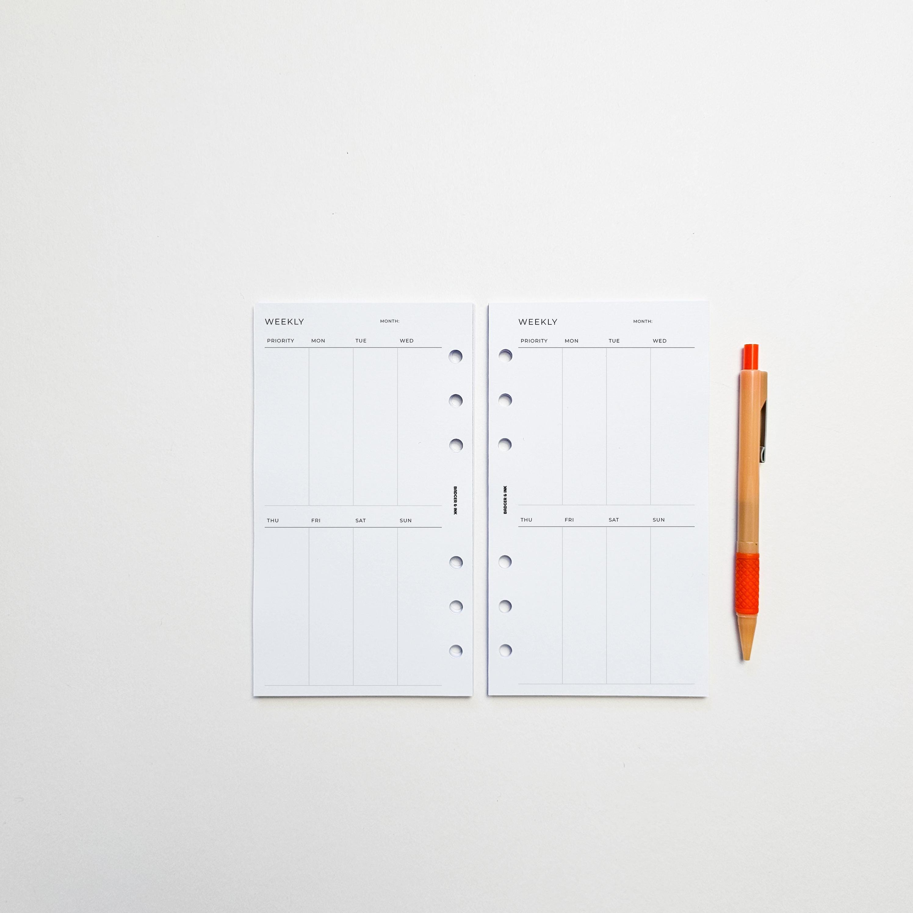 PRINTED Personal Weekly Planner Inserts | 6 Ring Organiser | Undated ...