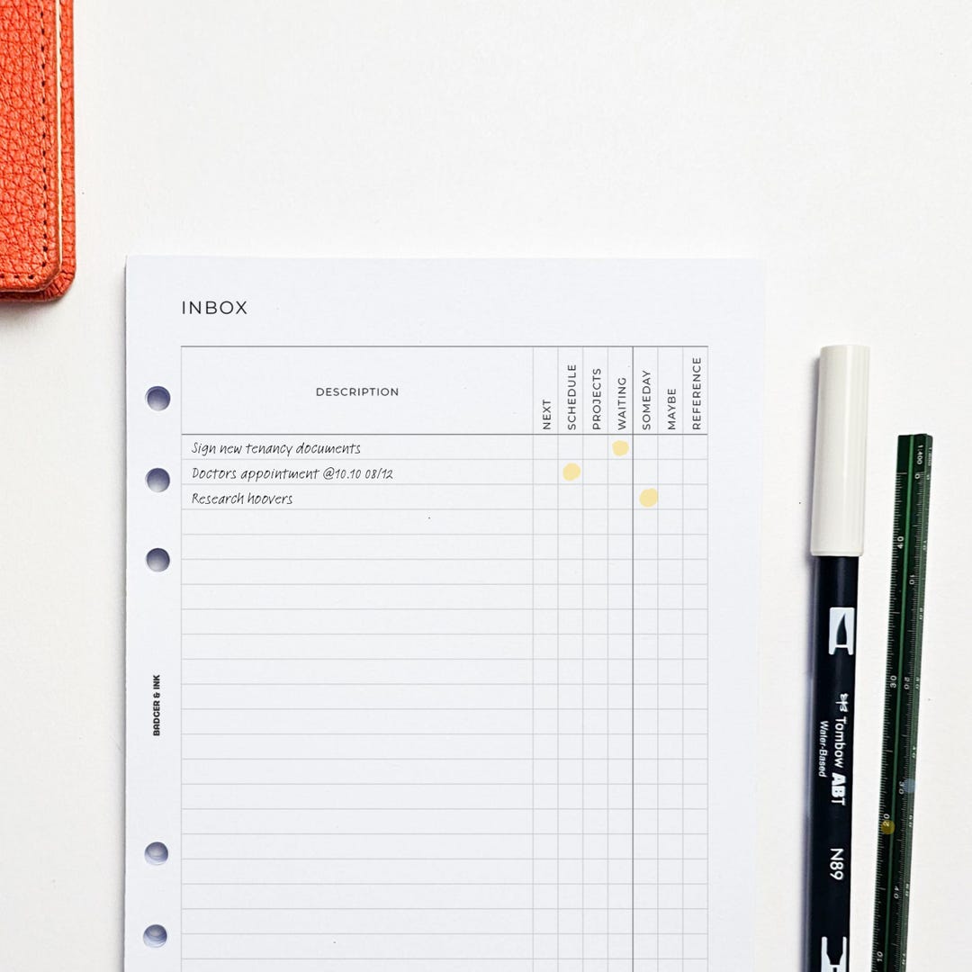 Planner Inbox Notebook Inbox A5 Planner Inserts | Filofax 6 Ring Binder - Etsy