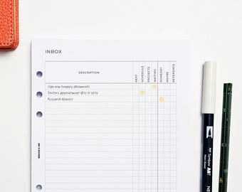 Inbox A5 Planner Inserts | Filofax 6 Ring Binder