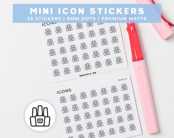 Nail Planner Stickers | Manicure, Salon, Grooming, Beauty Appointment Mini Icon Sticker Sheet