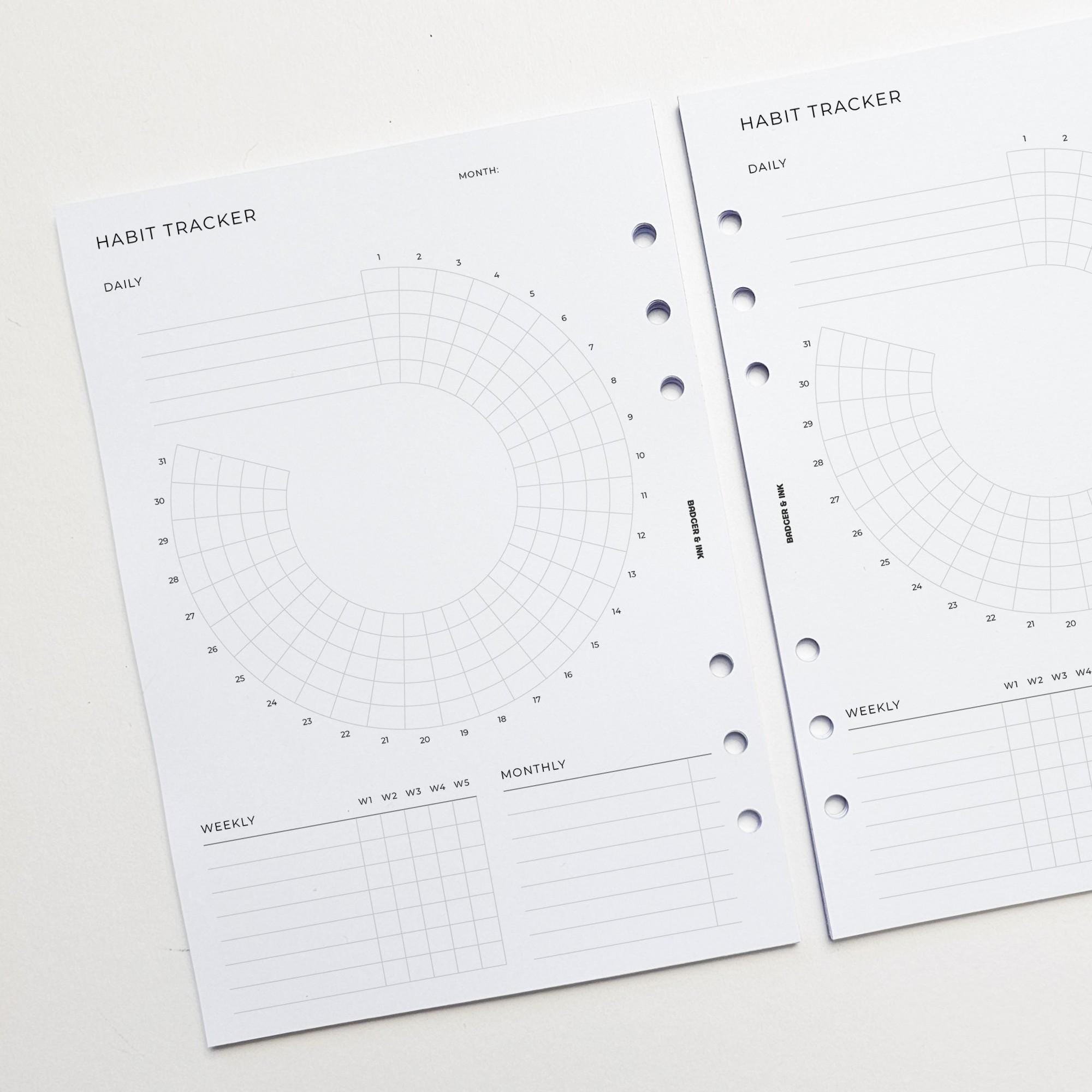PRINTED A5 Habit Tracker Wheel | 6 Ring Planner Inserts | Wellness ...