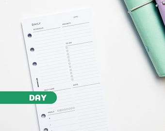 Daily Planner Inserts | Personal Filofax 6 Ring Binder | Undated Day Per Page