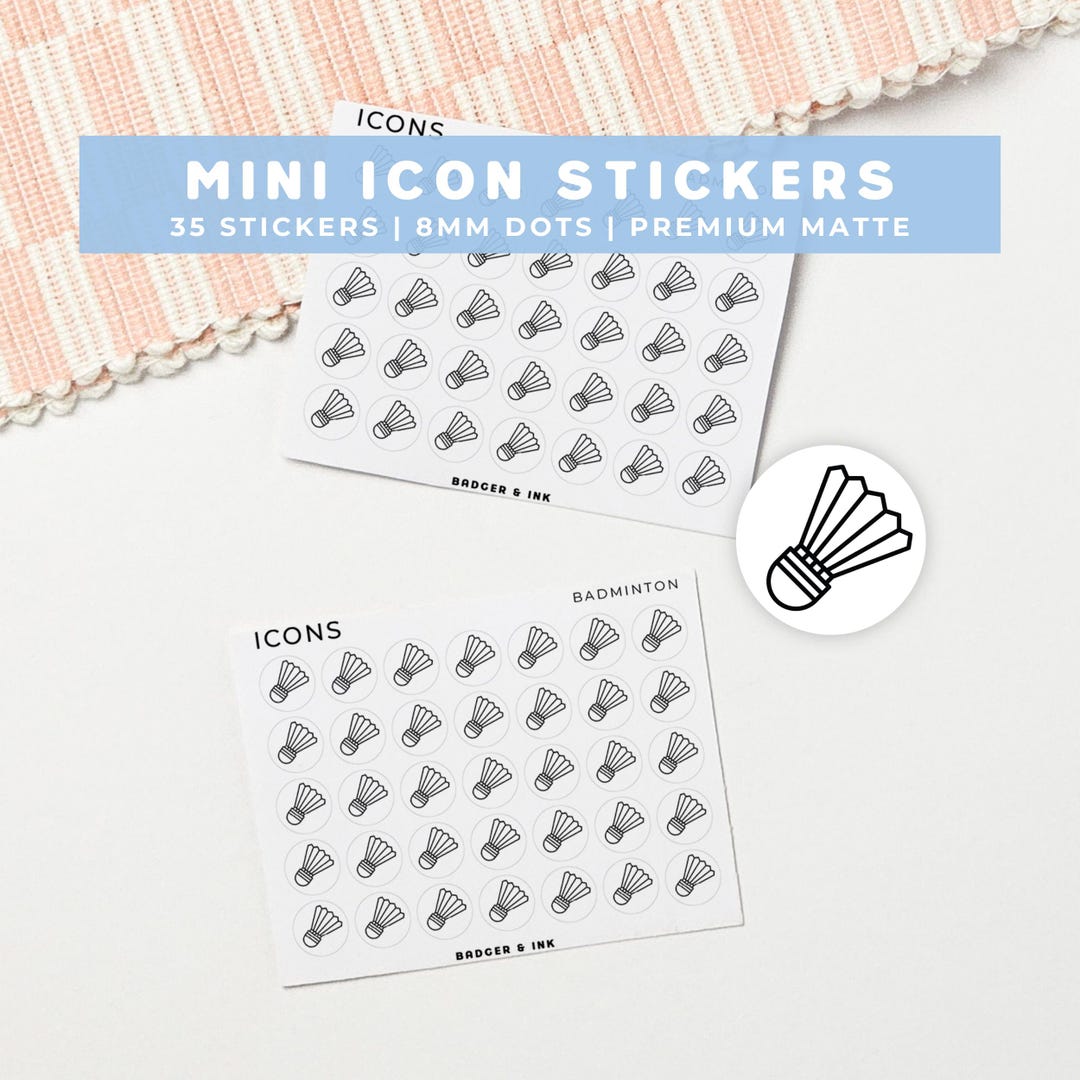 Badminton Planner Stickers | Sport Training Mini Icon Sticker Sheet - Etsy