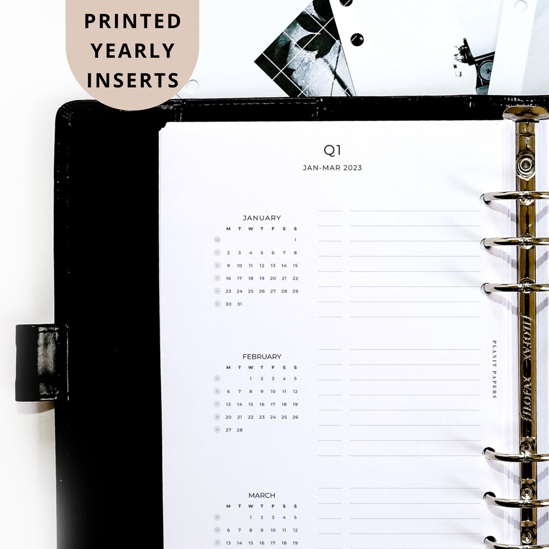 PRINTED A5 Yearly Overview Planner Inserts 2024 Calendar 6 Ring Binder