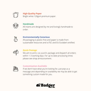 a list of different types of paper on a white background