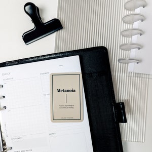 Agenda IMPRIMÉ | Cartes de journalisation | Métanoïa | Cartes de devis | Citation de motivation | Accessoires pour agendas